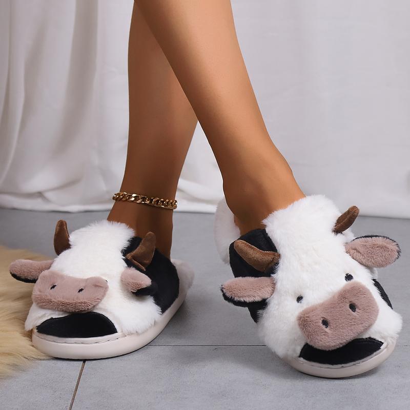 Cute Cow Slippers for Women Winter Cozy Animal House Slippers Cute Slippers Walking Shoes