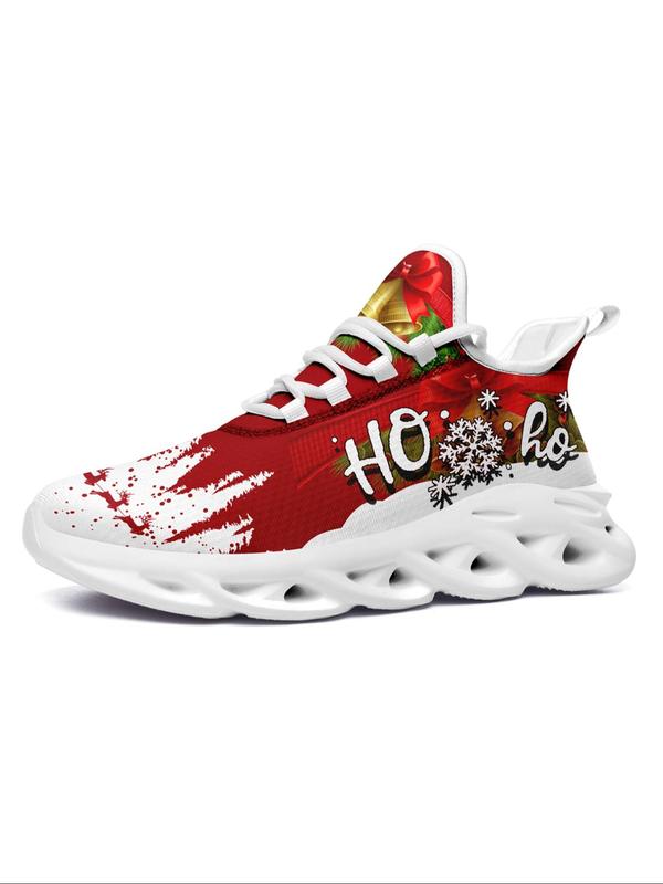 Men's Christmas Themed Print Lace Up High Top Sneakers, Casual Comfortable Sports Shoes for Daily Wear, Male All-match Round Toe Walking Shoes for Daily Wear