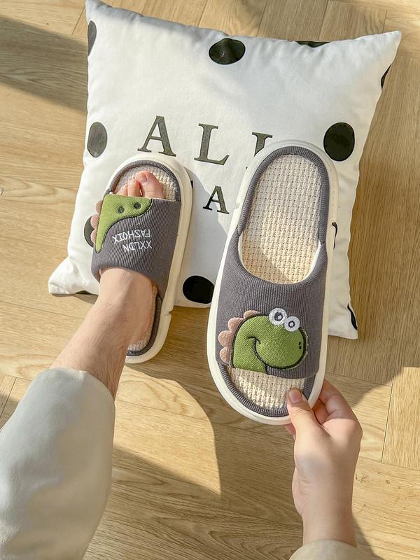 Men's Cute Cartoon Dinosaur Design Slides, Casual Soft Comfortable Home Slippers, Non-slip Slippers for Indoor & Outdoor Wear