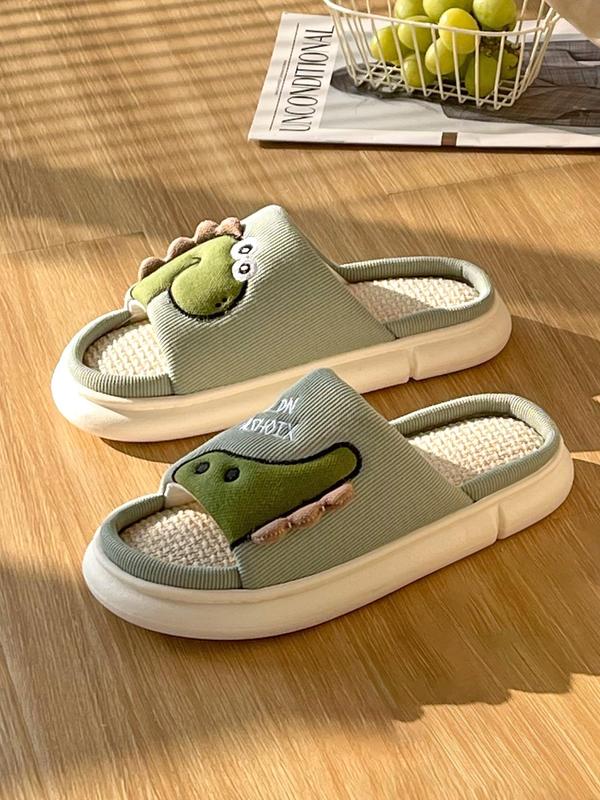 Men's Cute Cartoon Dinosaur Design Slides, Casual Soft Comfortable Home Slippers, Non-slip Slippers for Indoor & Outdoor Wear