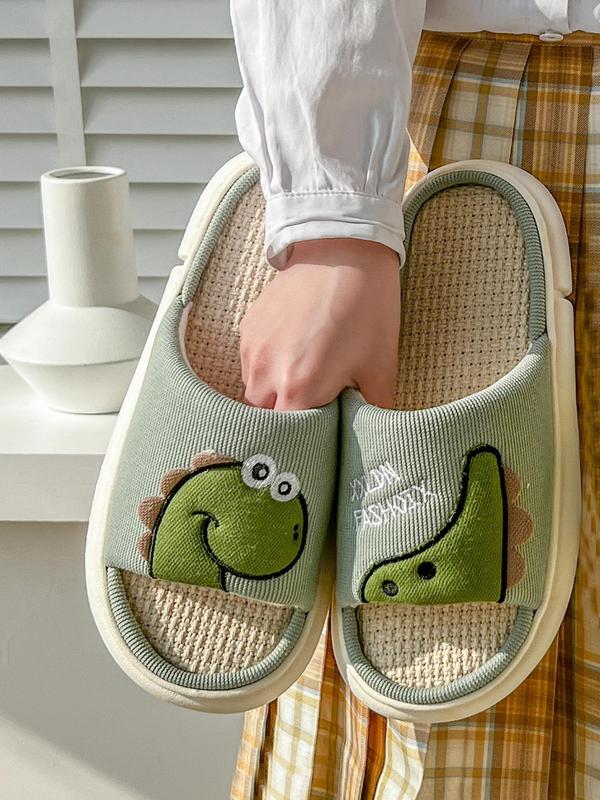 Men's Cute Cartoon Dinosaur Design Slides, Casual Soft Comfortable Home Slippers, Non-slip Slippers for Indoor & Outdoor Wear