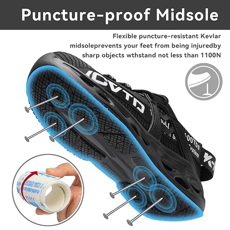 Steel Toe Sneakers for Men Women Lightweight Safety Shoes Comfortable Puncture Proof Slip On Indestructible Work Shoes