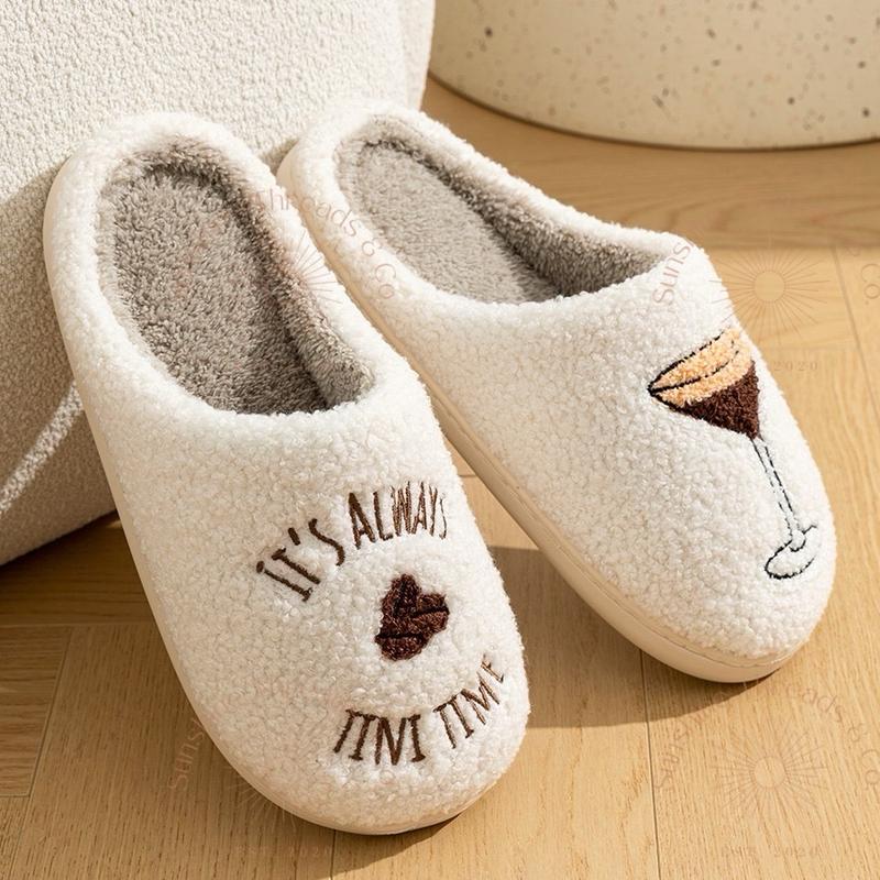 Espresso Martini Slippers Women's It's Always Tini Time Girl Cozy Slipper Fuzzy Comfy Slide christmas slipper Footwear Black Friday present gift guide