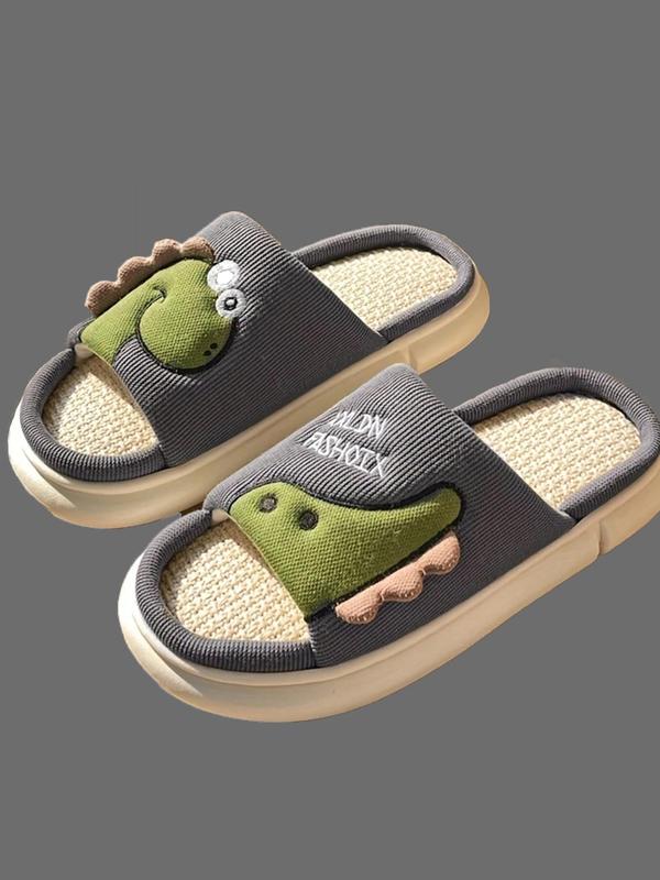 Men's Cute Cartoon Dinosaur Design Slides, Casual Soft Comfortable Home Slippers, Non-slip Slippers for Indoor & Outdoor Wear