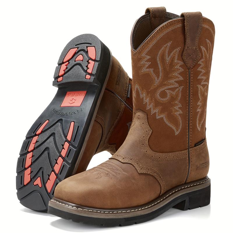 Men's Western Cowboy Steel Toe Work Boots - Industrial & Construction Boots with Square Toe, Soft Toe Option, and Safety Features for Heavy-Duty Protection and Comfort gift Closed Walking Shoes Footwear