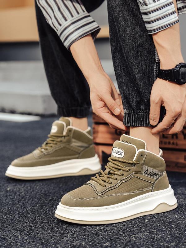 Men's Fashionable Lace Up Front High Top Sneakers, Casual Comfortable Sports Shoes for Daily Wear, Male All-match Round Toe Shoes for Daily Wear