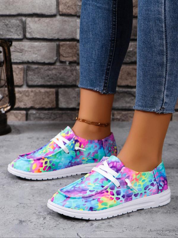 Women's Fashionable Colorblock Lace Up Low Top Shoes, Casual Comfortable Round Toe Shoes for Daily Wear, Female All-match Shoes for Daily Wear