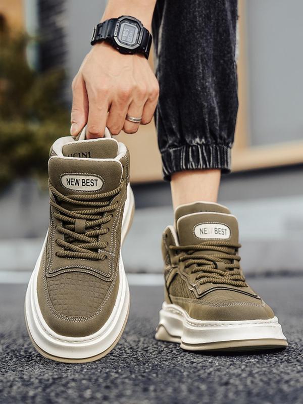 Men's Fashionable Lace Up Front High Top Sneakers, Casual Comfortable Sports Shoes for Daily Wear, Male All-match Round Toe Shoes for Daily Wear