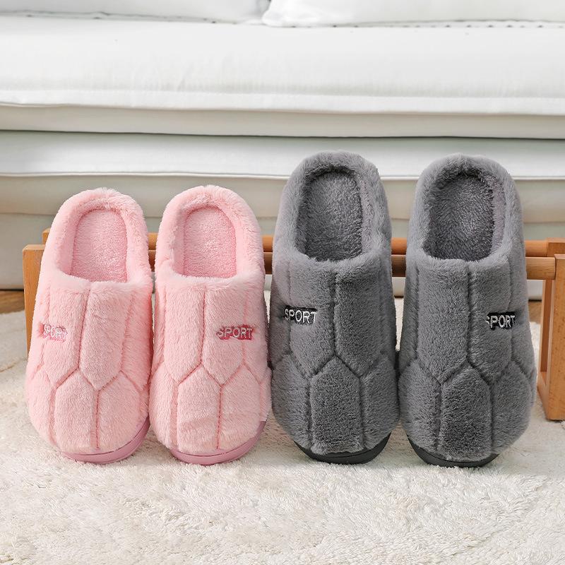 Unisex-Adult Winter Slippers Thickened Cotton Indoor Shoes Striped Fabric Slippers with Slip-On Sole for Winter Women Footwear Girl Walking Shoes