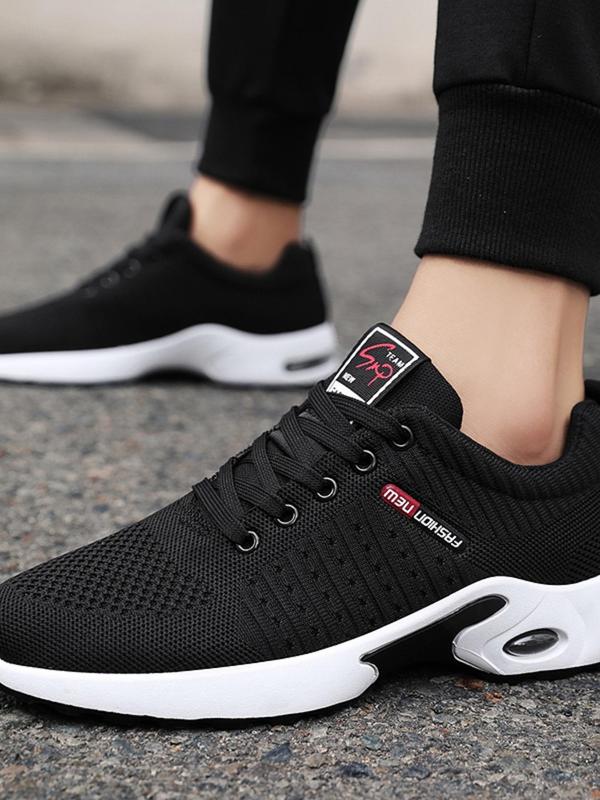 Men's Fashionable Letter Label Design Lace Up Low Top Sneakers, Casual Breathable Comfortable Sports Running Shoes, Male All-match Round Toe Shoes for Daily Wear