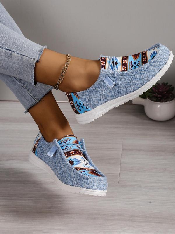 Women's Colorblock Geometric Pattern Slip on Low Top Shoes, Casual Comfortable Walking Shoes for Daily, Students Outdoor, New Trendy Footwear Sneaker