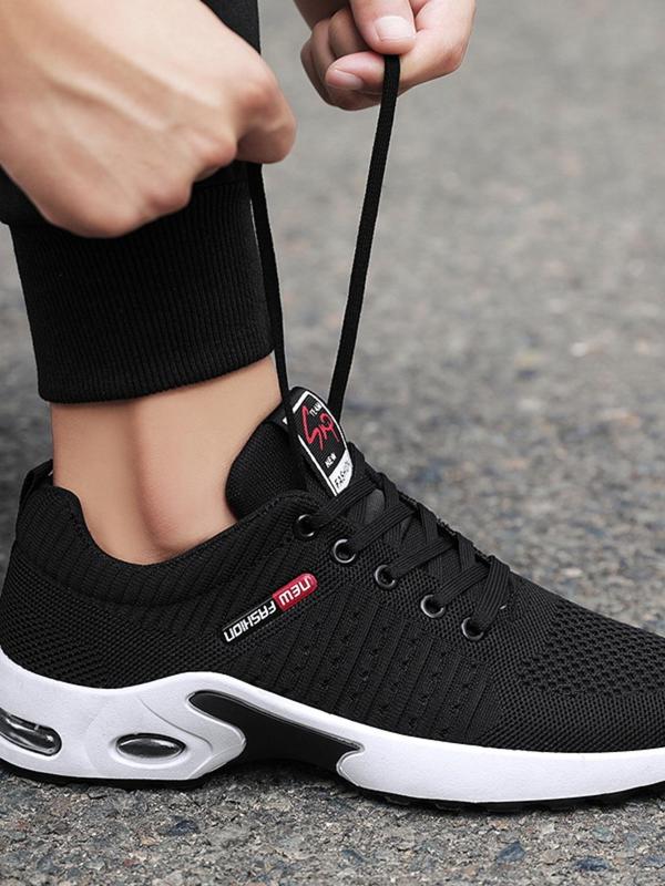 Men's Fashionable Letter Label Design Lace Up Low Top Sneakers, Casual Breathable Comfortable Sports Running Shoes, Male All-match Round Toe Shoes for Daily Wear