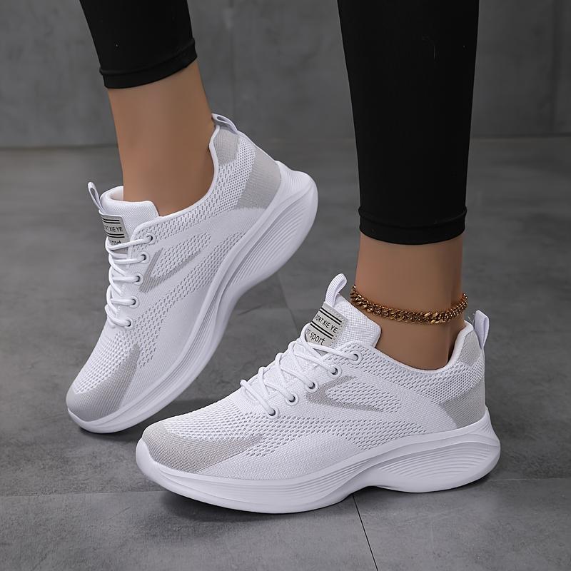 Sosenfer Women's Non-Slip And Wear Resistant Air Cushion Running Shoes, Lace Up Fashion Casual Travel Shoes, Waterproof Lightweight Shock Absorption Sneakers Charms,Tenis Blancos