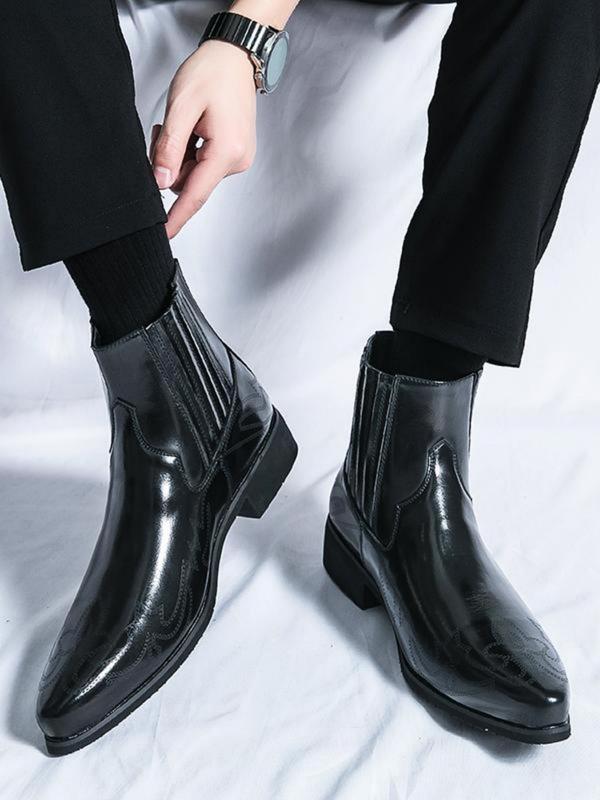 Men's Fashionable Solid Color Chelsea Boots, Casual Comfortable Pointed Toe Boots for Daily Wear, Fashion Shoes for Party, Daily Clothing Decor