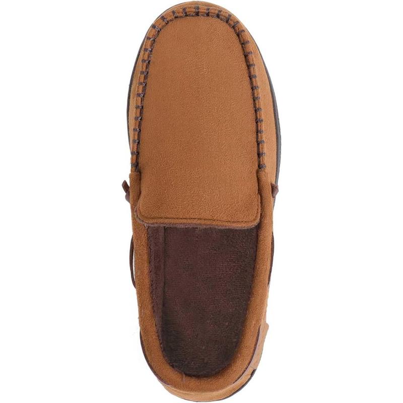 Men's Moccasin Slippers Memory Foam House Shoes, Indoor and Outdoor Warm Loafer Slippers