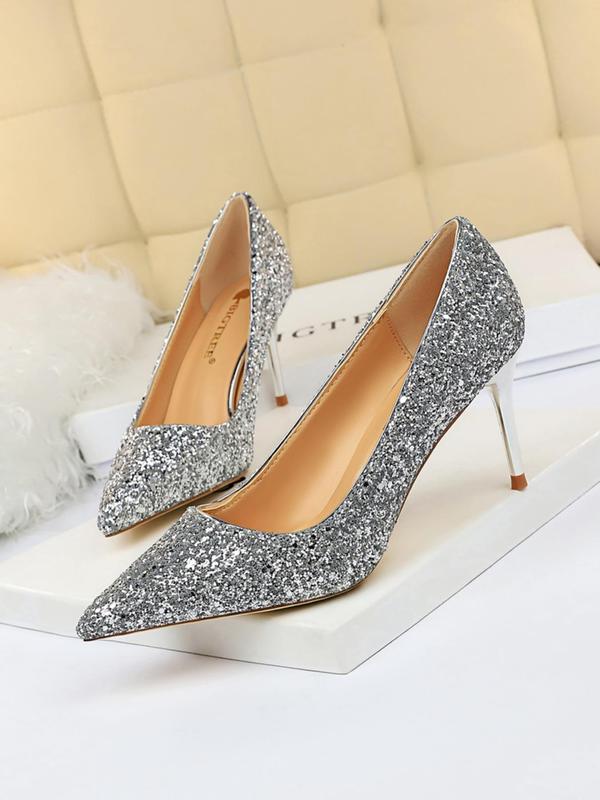 Women's Fashionable Glitter Decorated Stiletto Heels, 2024 New Style Elegant Pointed Toe High Heel Shoes for Party, Banquet, Fashionable Shoes for Daily Wear