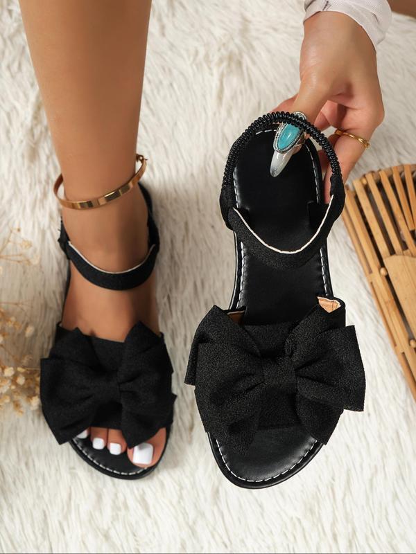 Women's Cute Bowknot Design Flat Sandals, Sandals for Women 2024, Walking Sandals, Casual Back To School Flat Sandals for Summer Beach Vacation, Sandals for Daily Life for Women & Girls