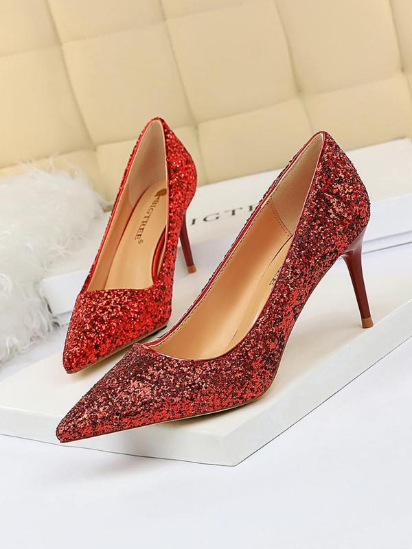 Women's Fashionable Glitter Decorated Stiletto Heels, 2024 New Style Elegant Pointed Toe High Heel Shoes for Party, Banquet, Fashionable Shoes for Daily Wear