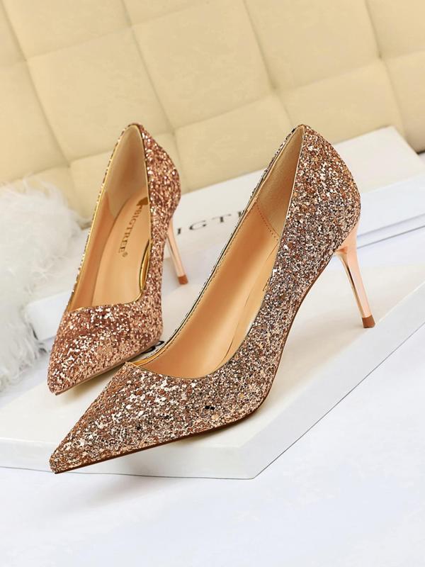 Women's Fashionable Glitter Decorated Stiletto Heels, 2024 New Style Elegant Pointed Toe High Heel Shoes for Party, Banquet, Fashionable Shoes for Daily Wear