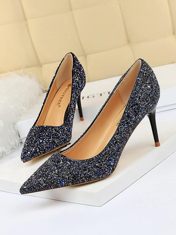 Women's Fashionable Glitter Decorated Stiletto Heels, 2024 New Style Elegant Pointed Toe High Heel Shoes for Party, Banquet, Fashionable Shoes for Daily Wear