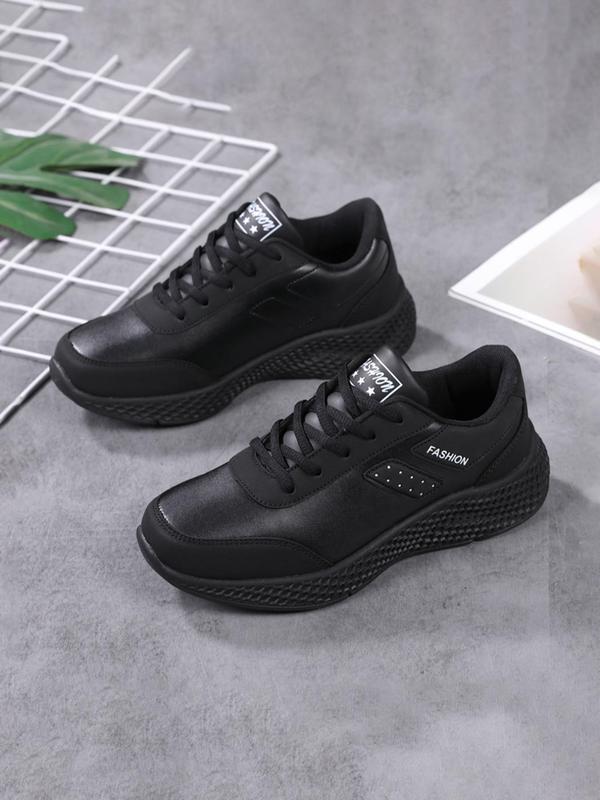 Sporty Women's Letters Print Lace Up Sports Running Shoes, Fashionable Comfortable Breathable Waterproof Outdoor Sneakers, Female All-Match Round Toe Shoes for Daily Wear