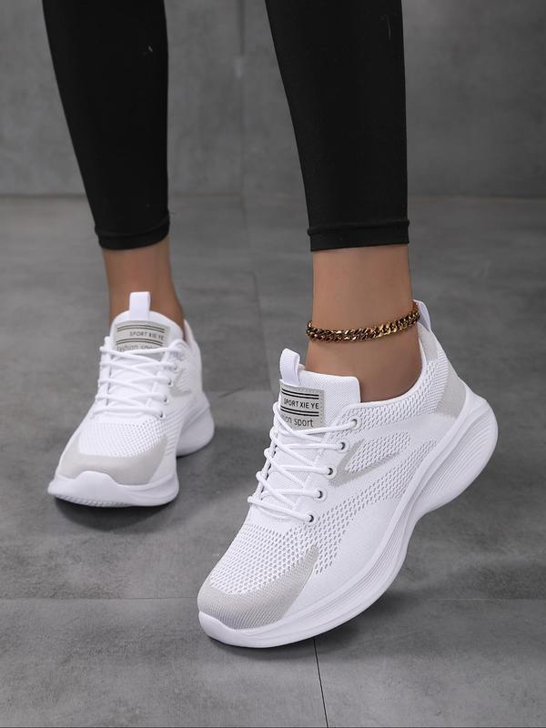 Women's Fashion Lace Up Sneakers, Girl Walking Shoes New Trend Plain All-match Lace Up Designer Sneakers, Lightweight Breathable Sports Running Shoes, Fall Outfits, Fall Freshness