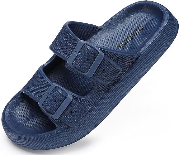 Pillow Slippers , Cloud Slides Double Buckle Adjustable ， EVA Ultra Cushion Sandals Footwear Girl Women Shoe Comfort