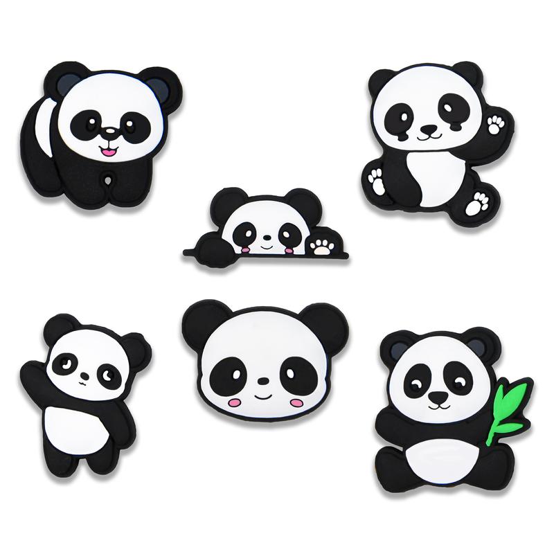 Panda Croc Charms 6PCS PVC Clog Pins Accessories Party Favors Birthday Gifts Holidays Decoration for Boys Women Girls