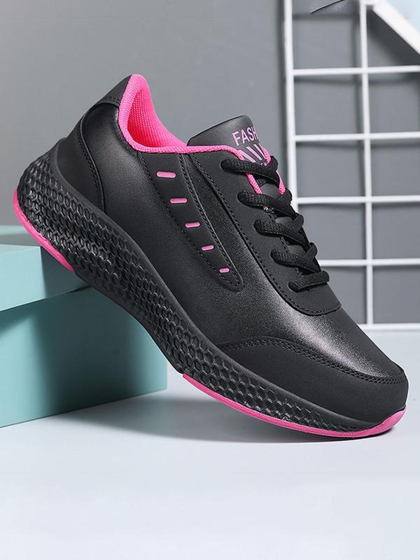 Sporty Women's Letters Print Lace Up Sports Running Shoes, Fashionable Comfortable Breathable Waterproof Outdoor Sneakers, Female All-Match Round Toe Shoes for Daily Wear