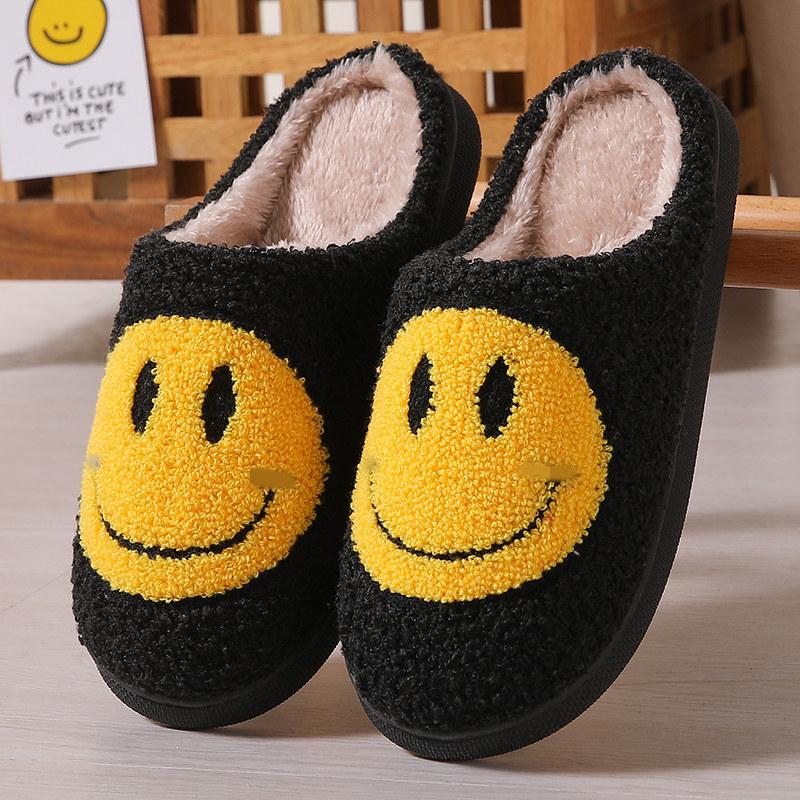 Mushroom Explosion Winter Smiley Heart Cotton Slippers Female Wholesale Indoor Home Rainbow Plush Warm Slippers