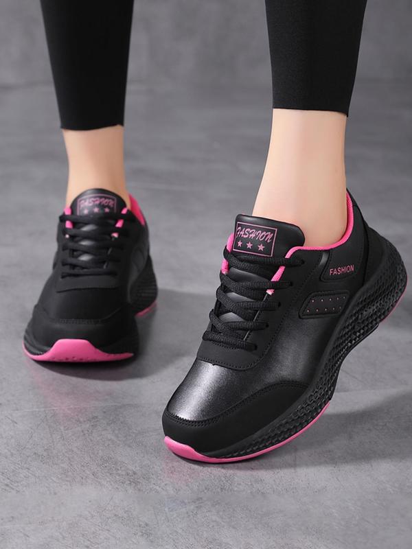 Sporty Women's Letters Print Lace Up Sports Running Shoes, Fashionable Comfortable Breathable Waterproof Outdoor Sneakers, Female All-Match Round Toe Shoes for Daily Wear