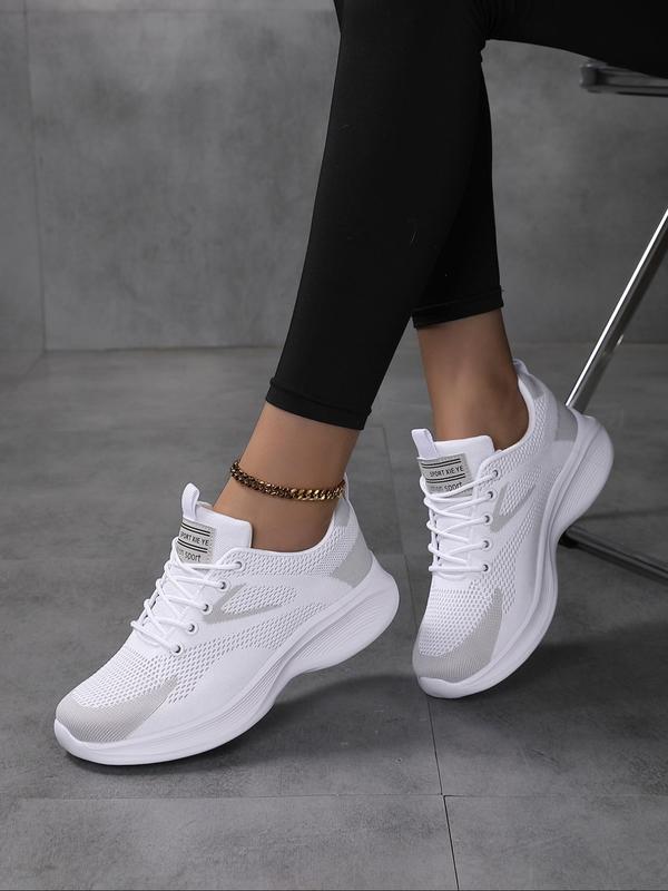 Women's Fashion Lace Up Sneakers, Girl Walking Shoes New Trend Plain All-match Lace Up Designer Sneakers, Lightweight Breathable Sports Running Shoes, Fall Outfits, Fall Freshness