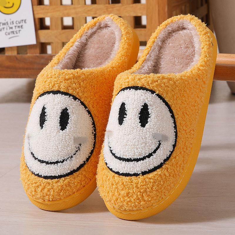 Mushroom Explosion Winter Smiley Heart Cotton Slippers Female Wholesale Indoor Home Rainbow Plush Warm Slippers