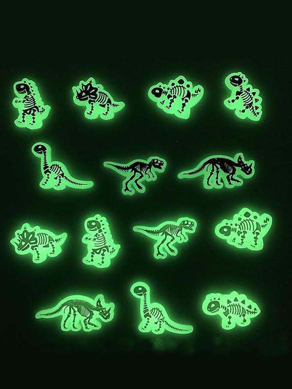 Cute Cartoon Dinosaur Shoe Charm, 14pcs Glow in the Dark Shoe Decoration, Luminous Shoe Decoration for Girls & Women, Shoes Decorations for Clogs, Sandals, Slippers, Sneakers