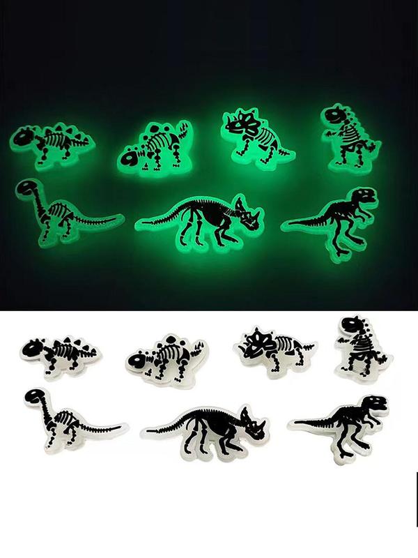 Cute Cartoon Dinosaur Shoe Charm, 14pcs Glow in the Dark Shoe Decoration, Luminous Shoe Decoration for Girls & Women, Shoes Decorations for Clogs, Sandals, Slippers, Sneakers