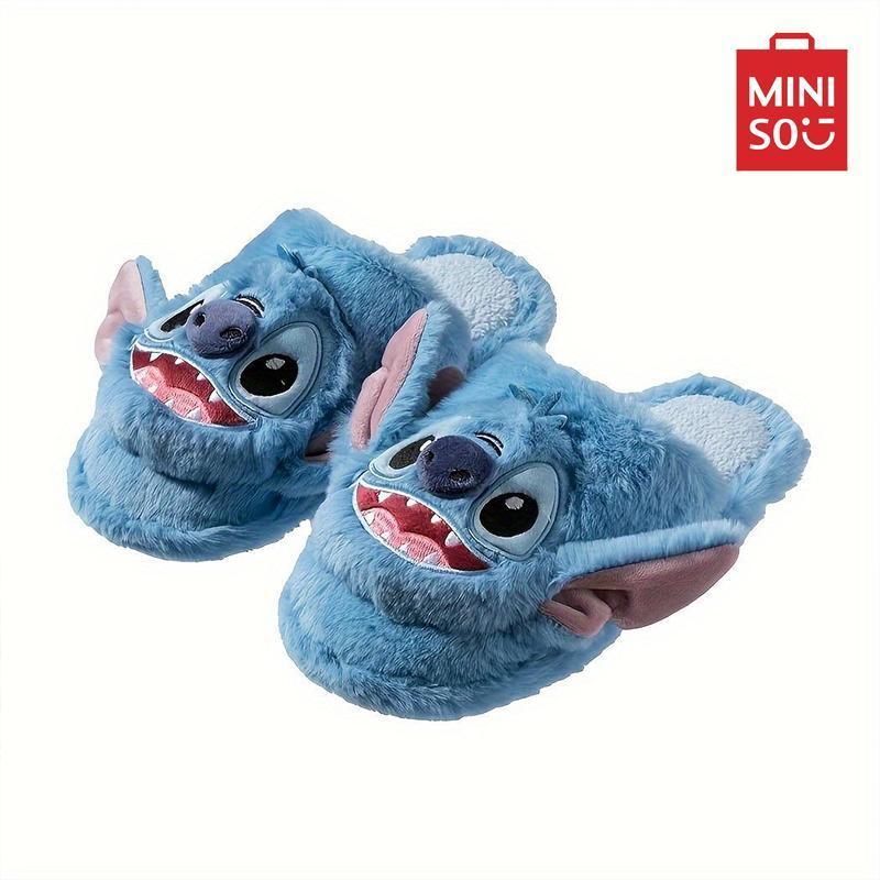 MINISO Disney Stitch Cozy Indoor Slippers | Cute & Lightweight Fall Winter Cartoon Slippers | Non-Slip Home Shoes for Women & Men | Unisex Comfortable Walking Shoes for Home Lovers