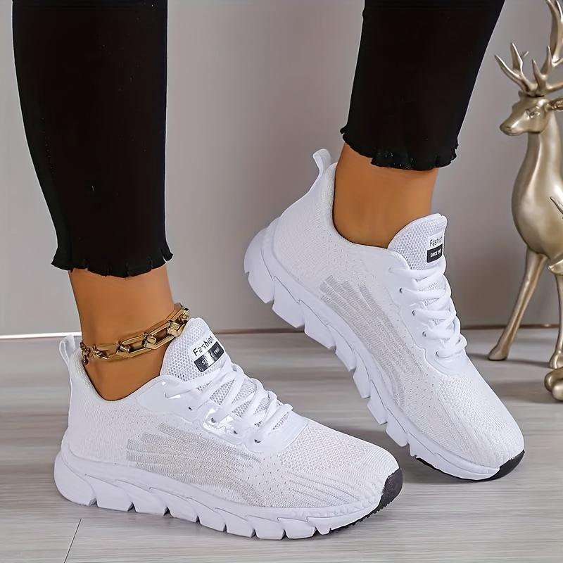 Women's Solid Color Casual Sneakers, Lace Up Comfy Breathable Soft Sole Shoes, Lightweight Low-top Running Shoes plus size Closed Walking Shoes