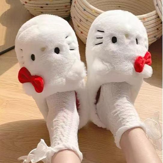 2024Cute plush slippers - Comfortable Kawaii indoor sneakers with non-slip soles, warm platforms, cushioned design for bedrooms, schools, dorms and camping