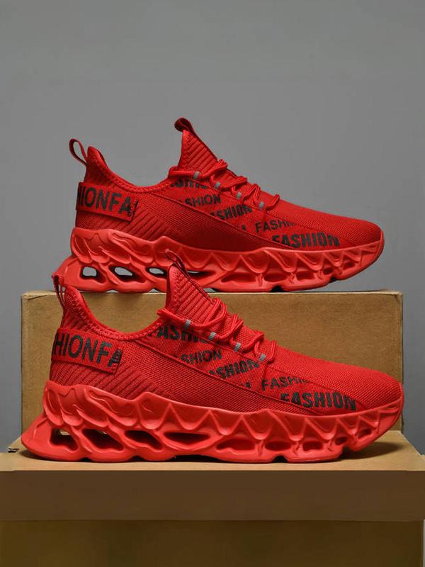 Men's Fashionable Letters Print Lace Up Low Top Sneakers, Casual Comfortable Sports Running Shoes, Trendy All-match Chunky Sneakers for Daily Wear