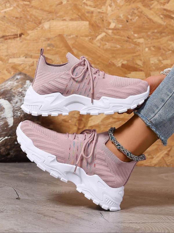 Women's Fashionable Lace Up Low Top Sneakers, Casual Comfortable Breathable Sports Running Shoes, All-match Round Toe Shoes for Daily Wear