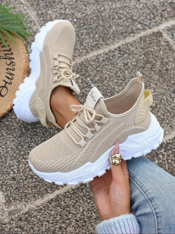 Women's Fashionable Lace Up Low Top Sneakers, Casual Comfortable Breathable Sports Running Shoes, All-match Basic Shoes for Daily Wear