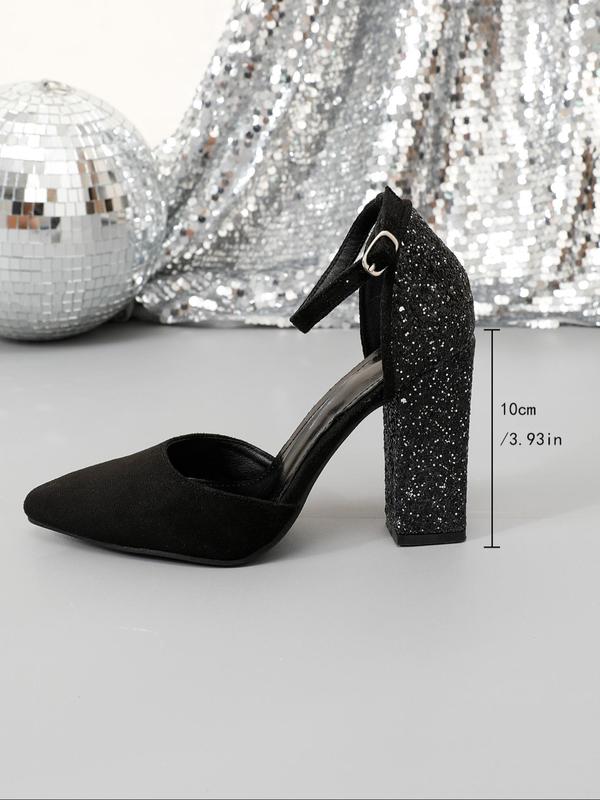 Women's Fashionable Glitter Decorated Heels, Elegant Pointed Toe High Heel Shoes for Party, Daily Clothing Decor for Women & Girls