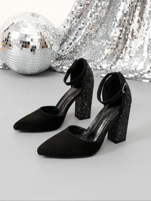 Women's Fashionable Glitter Decorated Heels, Elegant Pointed Toe High Heel Shoes for Party, Daily Clothing Decor for Women & Girls