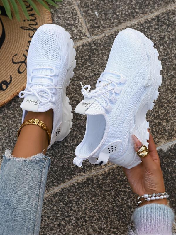 Women's Fashionable Lace Up Low Top Sneakers, Casual Comfortable Breathable Sports Running Shoes, All-match Basic Shoes for Daily Wear