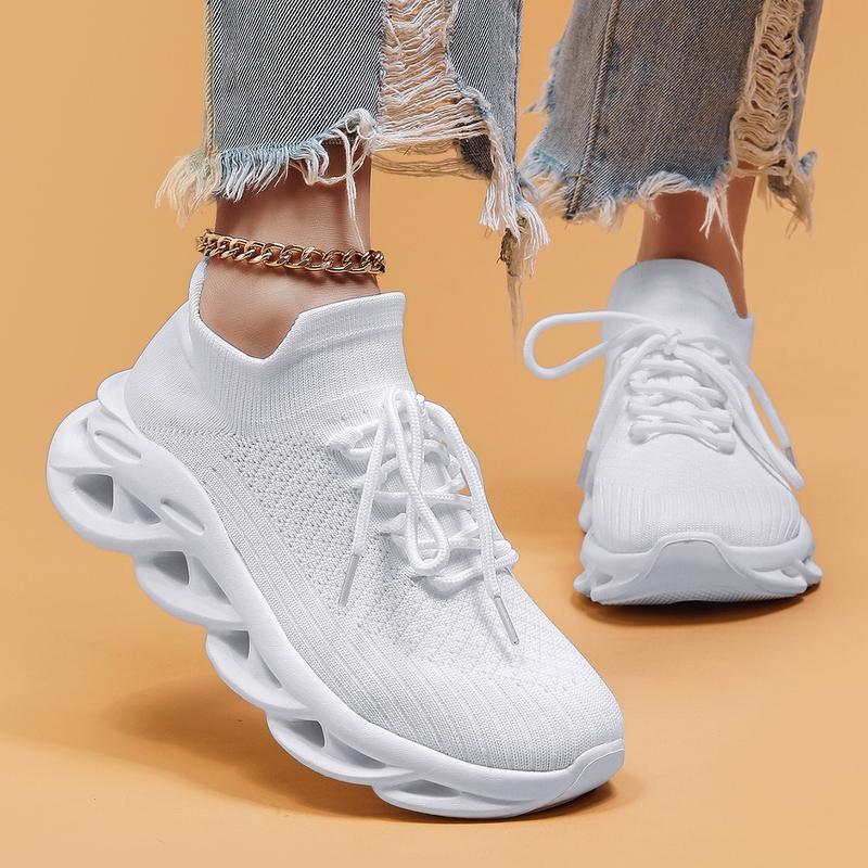 2024 Summer Lace-up Low Top Slip on Women Sneakers, Comfortable Ankle Socks Shoes, Knit Sports Running Shoes, Gift for Wife, Girl Friend, Women's Workout Sneakers Walking Shoes Casual Footwear Athletic