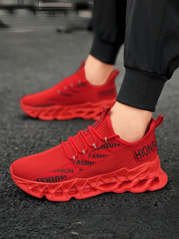 Men's Fashionable Letters Print Lace Up Low Top Sneakers, Casual Comfortable Sports Running Shoes, Trendy All-match Chunky Sneakers for Daily Wear