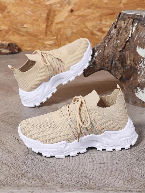 Women's Fashionable Lace Up Low Top Sneakers, Casual Comfortable Breathable Sports Running Shoes, All-match Round Toe Shoes for Daily Wear