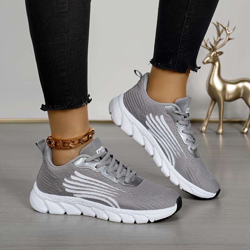 Women's Solid Color Casual Sneakers, Lace Up Comfy Breathable Soft Sole Shoes, Lightweight Low-top Running Shoes plus size Closed Walking Shoes