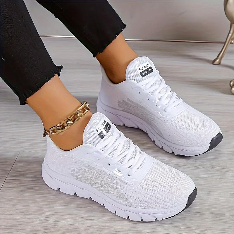 Women's Solid Color Casual Sneakers, Lace Up Comfy Breathable Soft Sole Shoes, Lightweight Low-top Running Shoes plus size Closed Walking Shoes