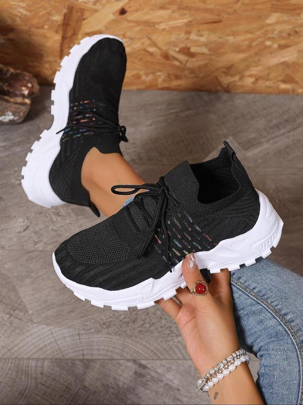 Women's Fashionable Lace Up Low Top Sneakers, Casual Comfortable Breathable Sports Running Shoes, All-match Round Toe Shoes for Daily Wear